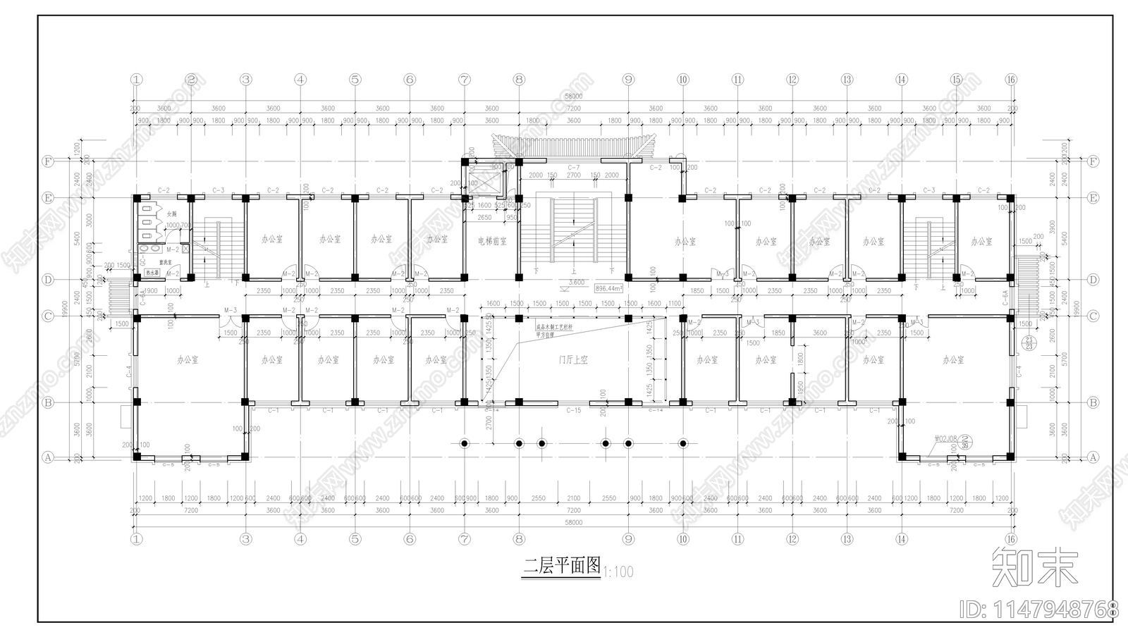 仿古多层办公楼建筑施工图施工图下载【ID:1147948768】