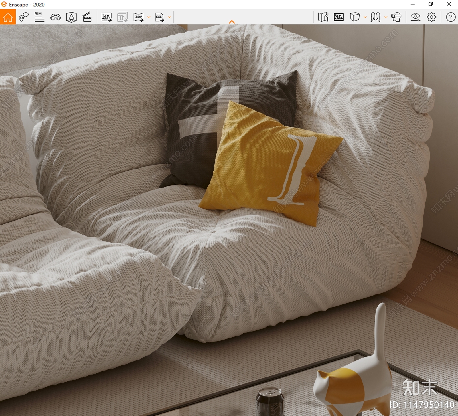 现代沙发抱枕SU模型下载【ID:1147950140】