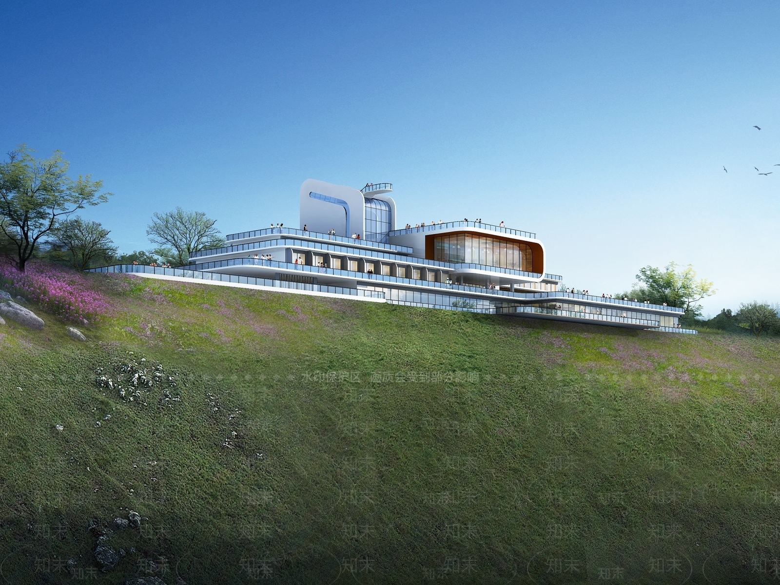 现代展览馆建筑SU模型下载【ID:1147953417】