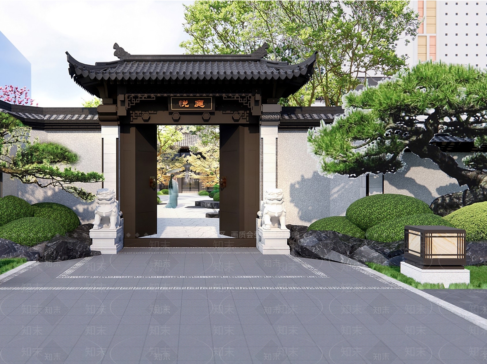 新中式庭院门SU模型精品下载_SketchUp模型_知末网