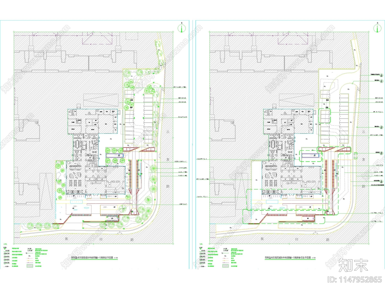 城市街道绿轴地块景观施工图cad施工图下载【ID:1147952865】