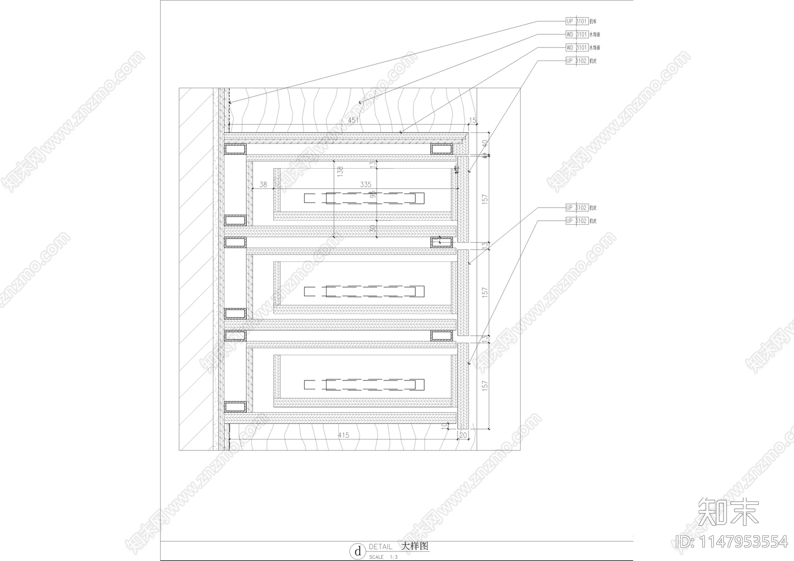 餐厅家具柜子节点大样图cad施工图下载【ID:1147953554】