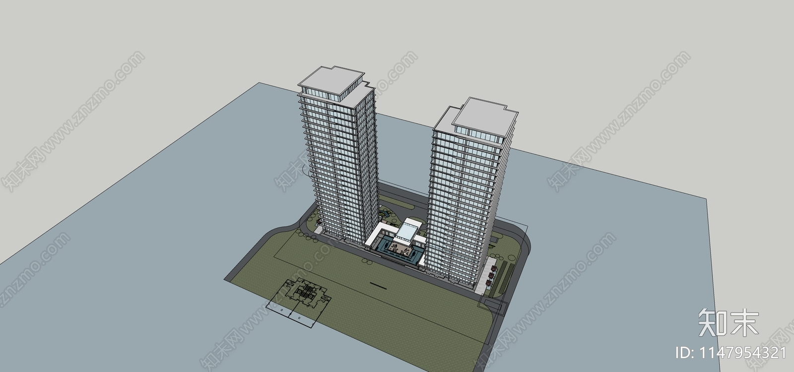 现代高层公寓SU模型下载【ID:1147954321】