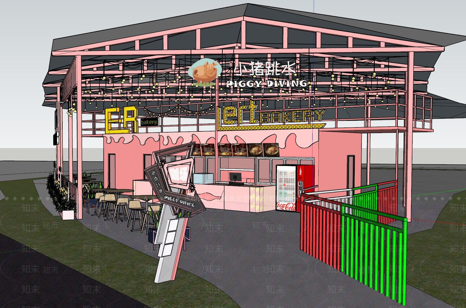 现代餐饮建筑SU模型下载【ID:1147954237】