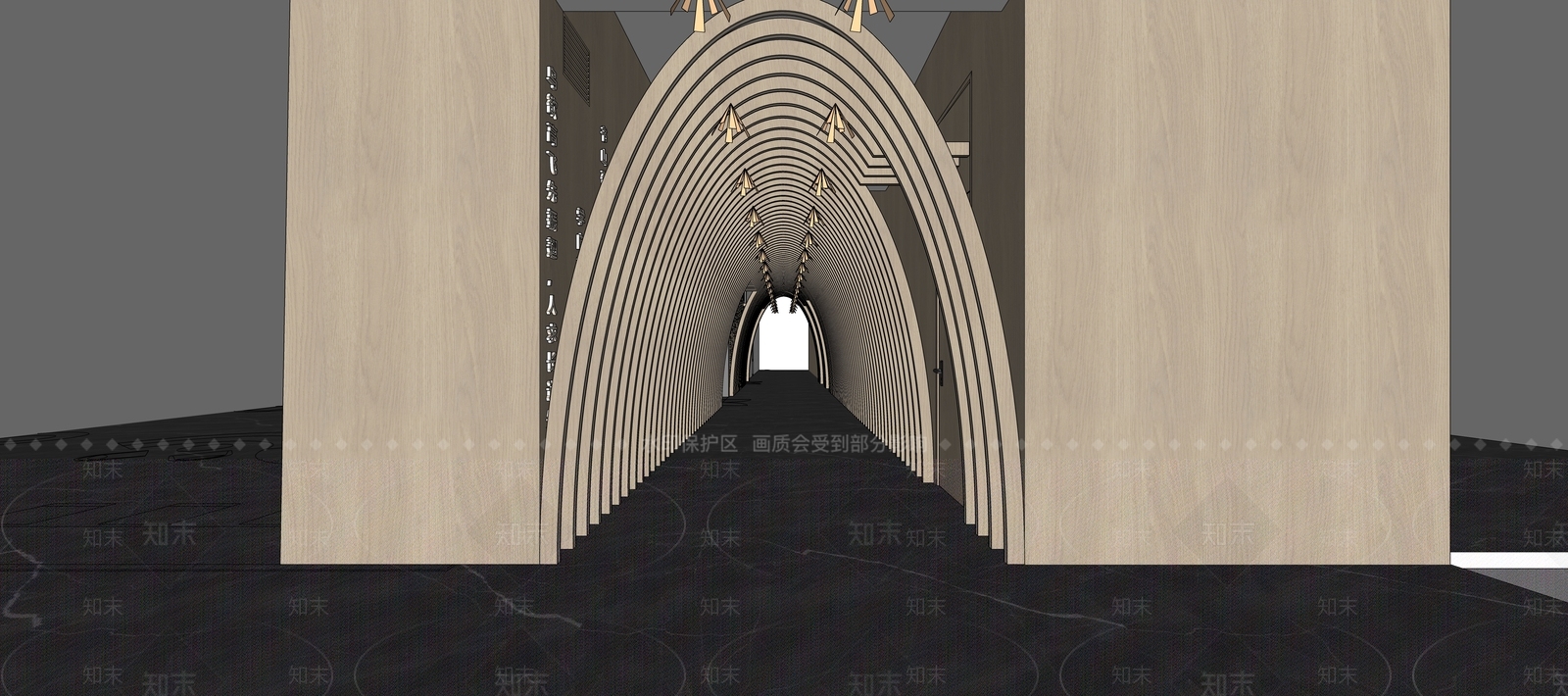 现代图书馆入口长廊SU模型下载【ID:1147956416】