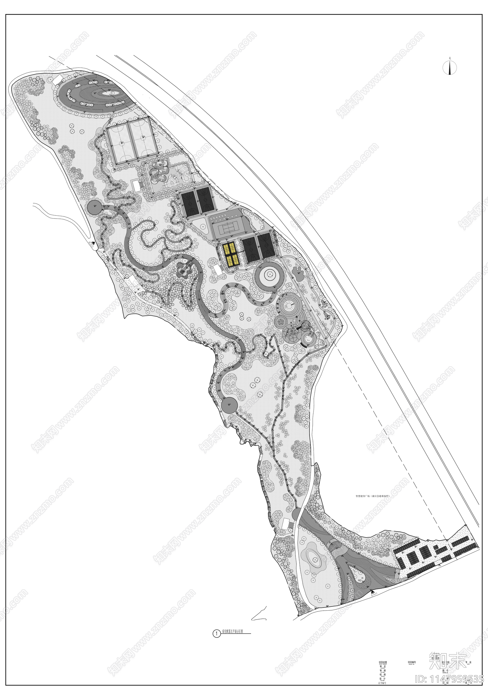 安康某运动公园绿化景观施工图下载【ID:1147959535】
