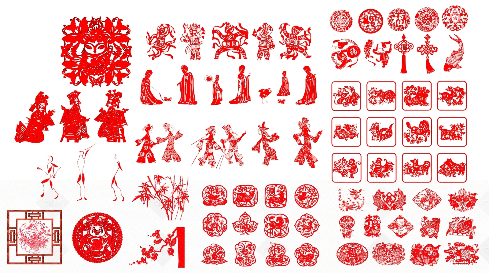 中式剪纸窗花皮影墙饰3D模型下载【ID:1147959502】