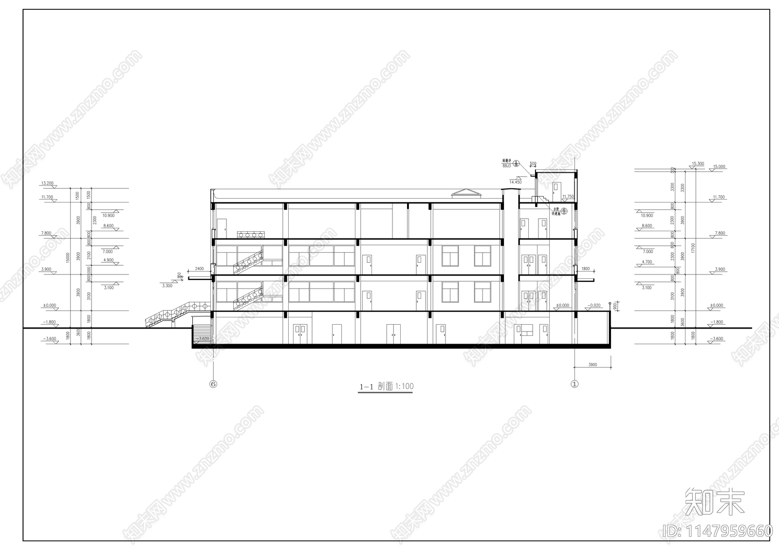 现代大学食堂施工图cad施工图下载【ID:1147959660】