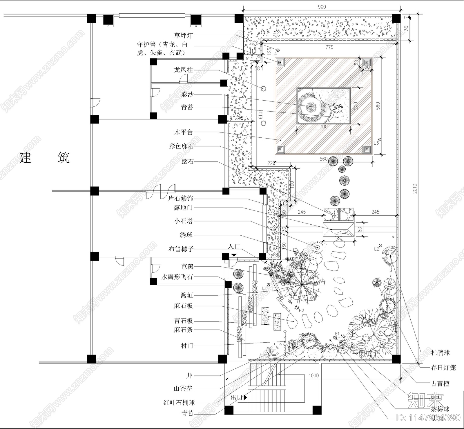 多套别墅屋顶花园平面方案施工图下载【ID:1147964390】