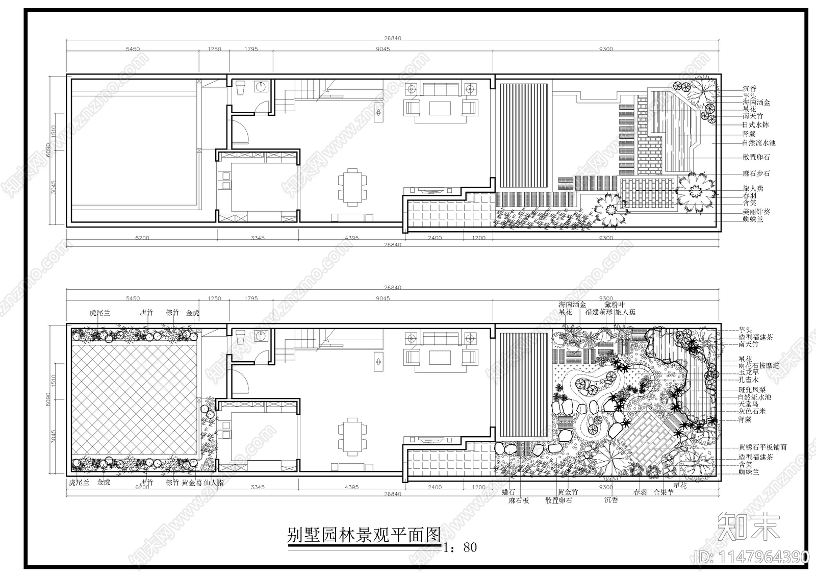 多套别墅屋顶花园平面方案施工图下载【ID:1147964390】