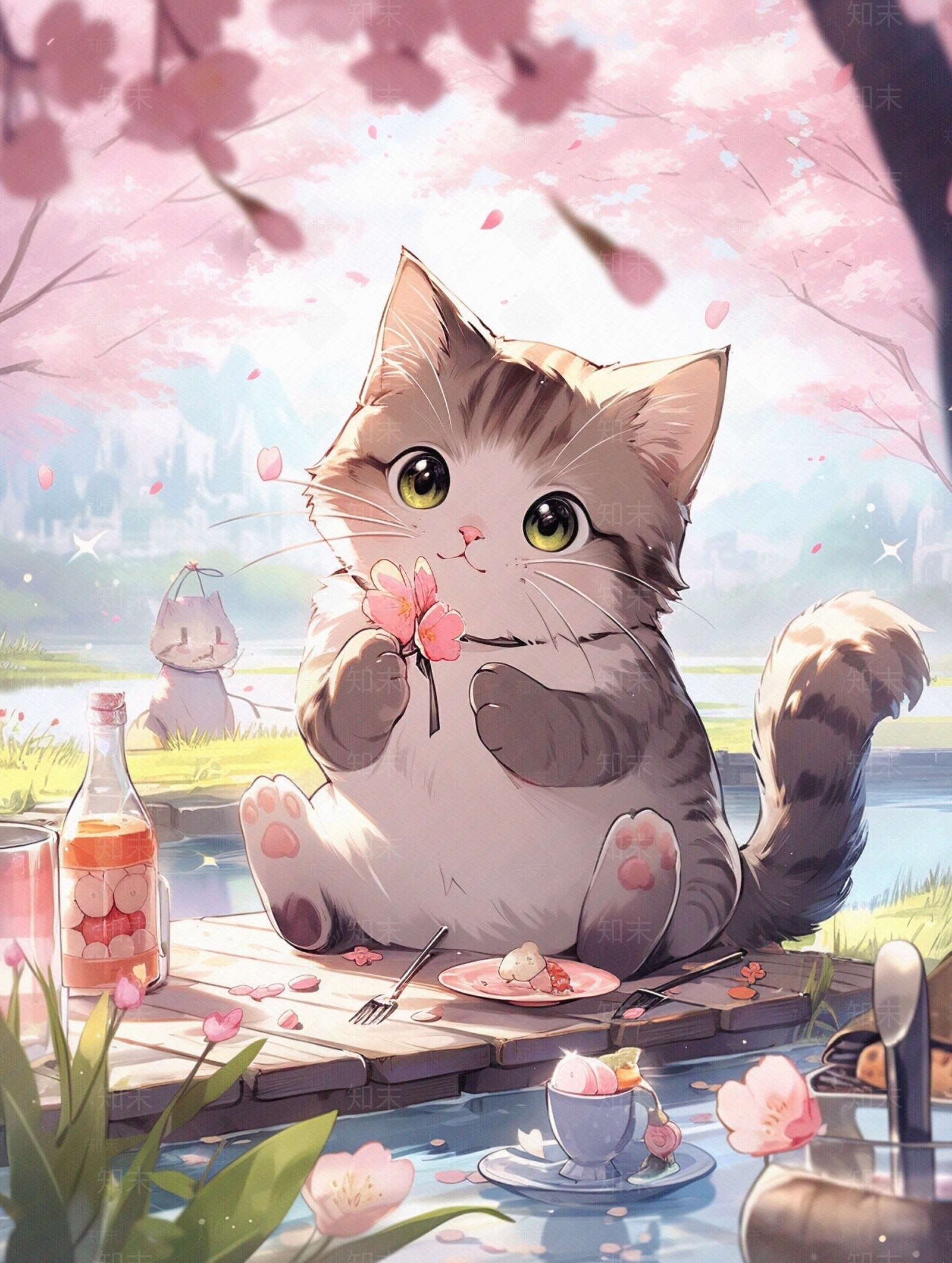 儿童房卡通动物猫咪壁纸贴图下载【ID:1147968933】