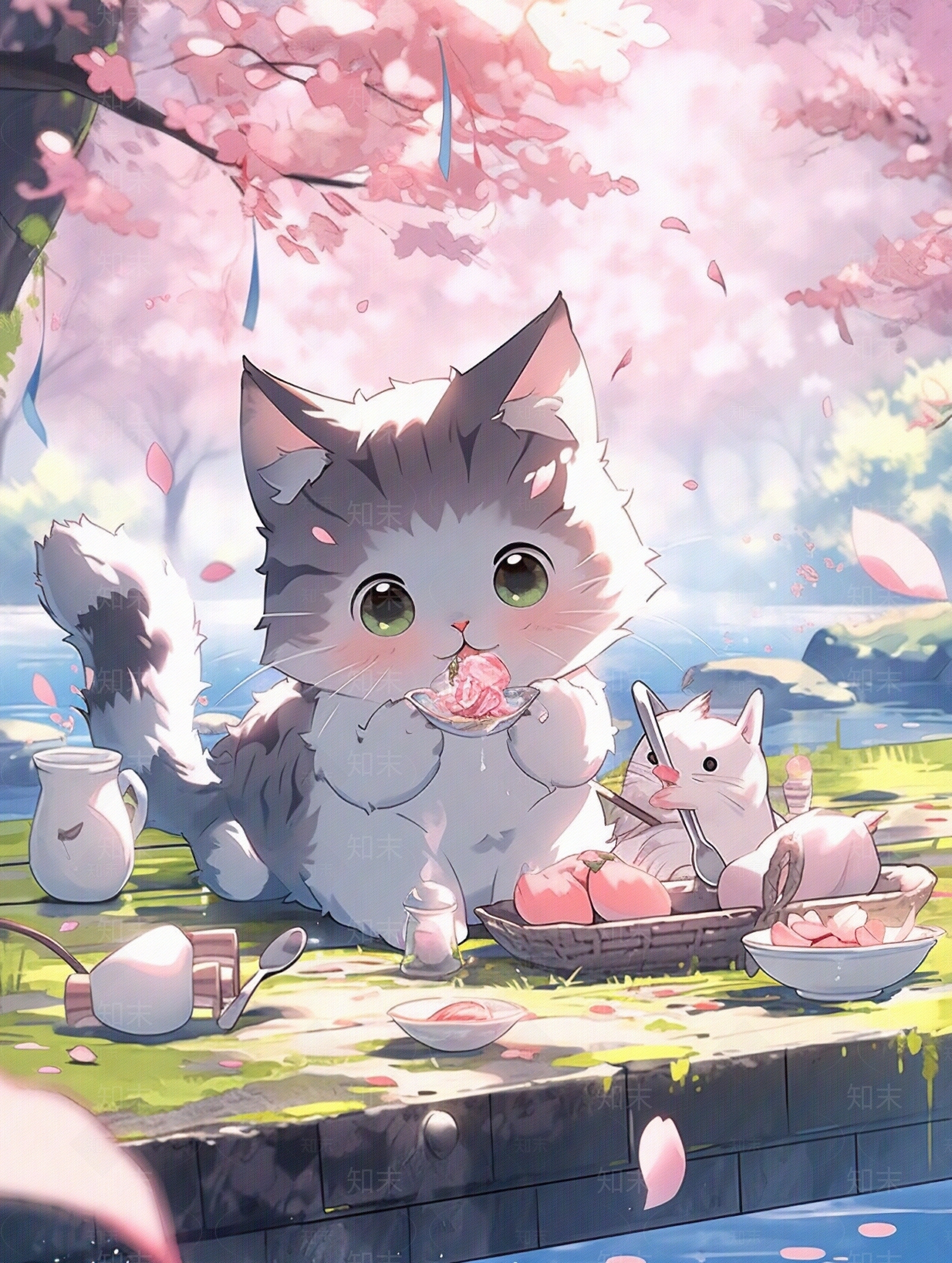 儿童房卡通动物猫咪壁纸贴图下载【ID:1147968934】