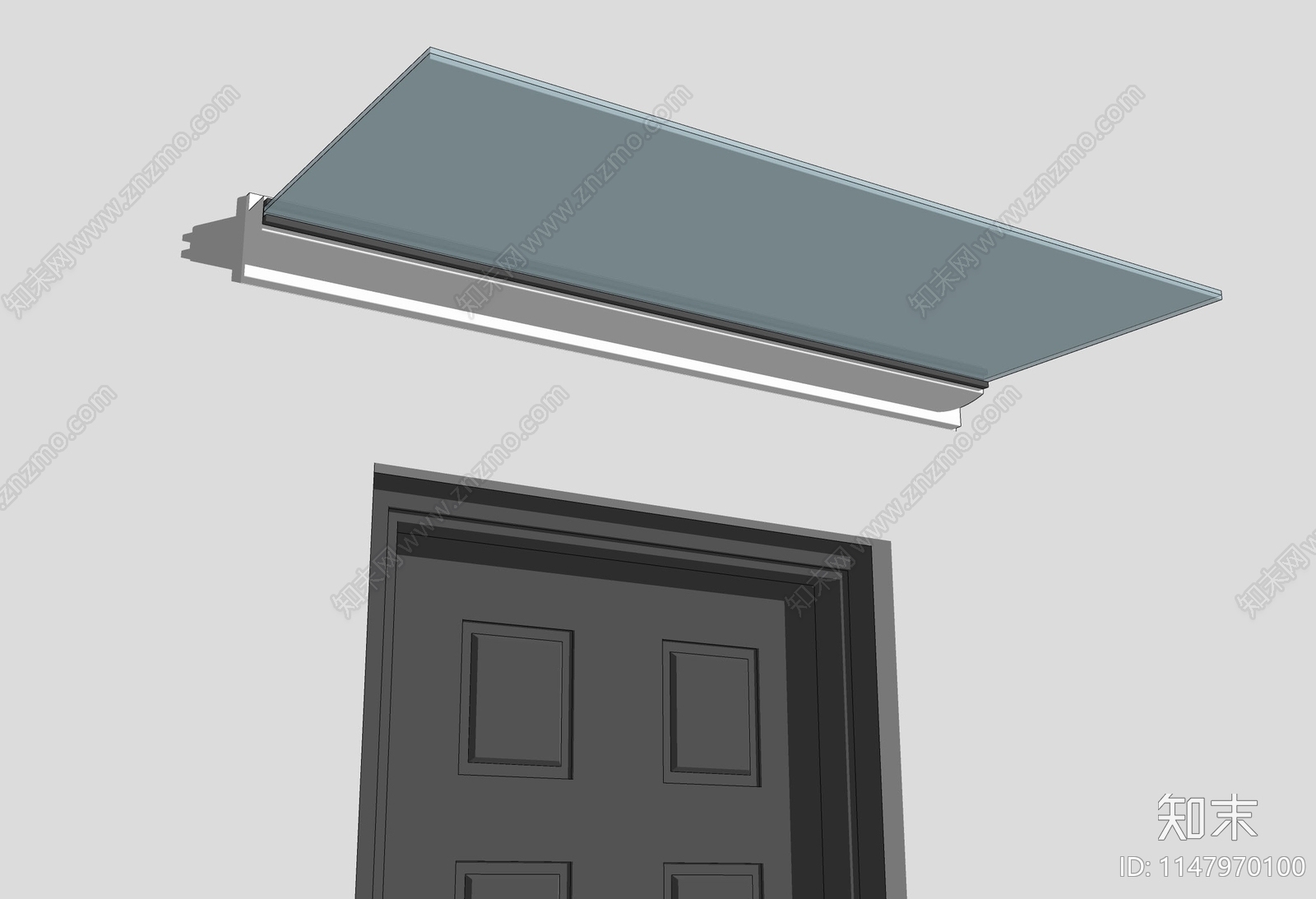 现代户外玻璃雨棚SU模型下载【ID:1147970100】