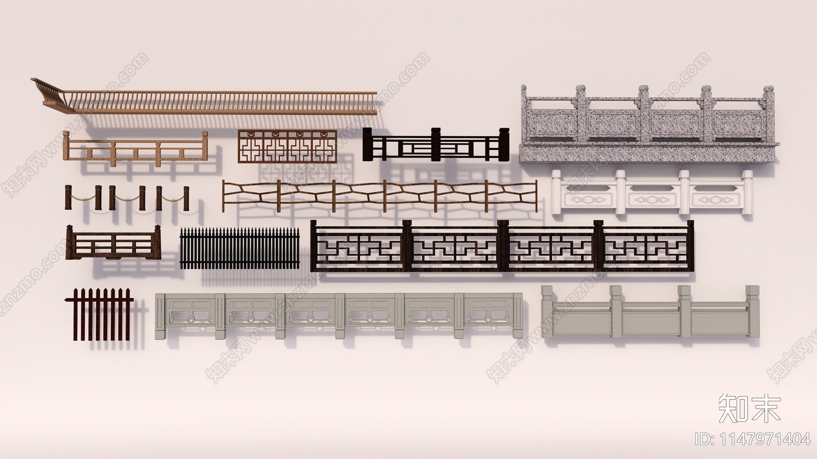 新中式围栏护栏SU模型下载【ID:1147971404】