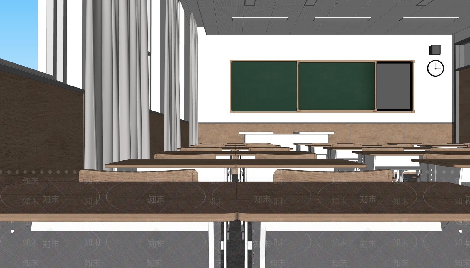 现代学校教室SU模型下载【ID:1147973509】