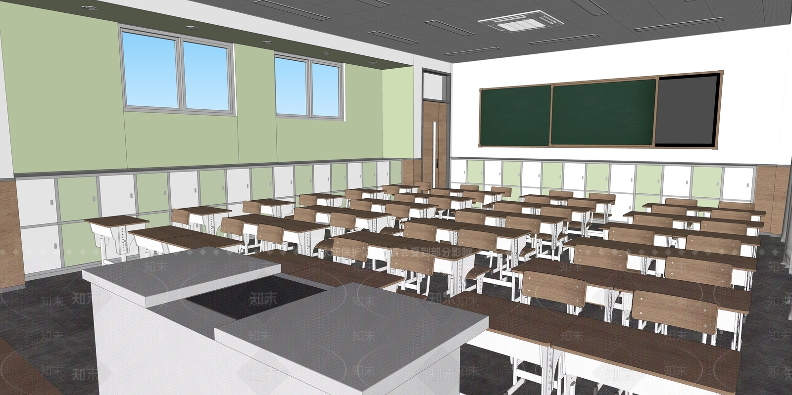 现代学校教室SU模型下载【ID:1147973509】