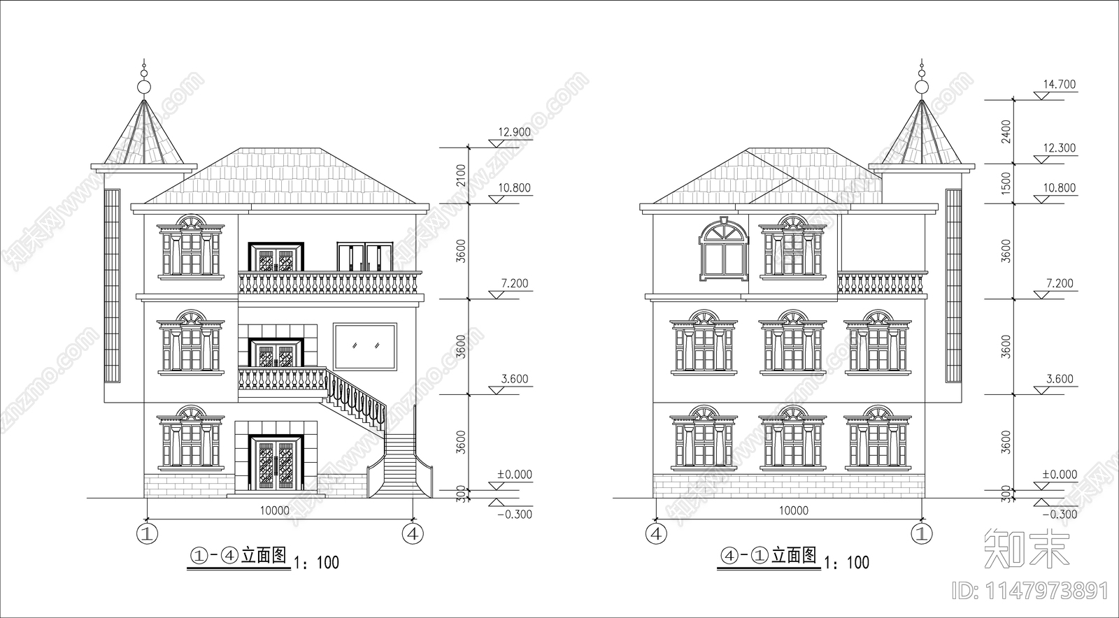 现代农村别墅建筑平面图施工图下载【ID:1147973891】