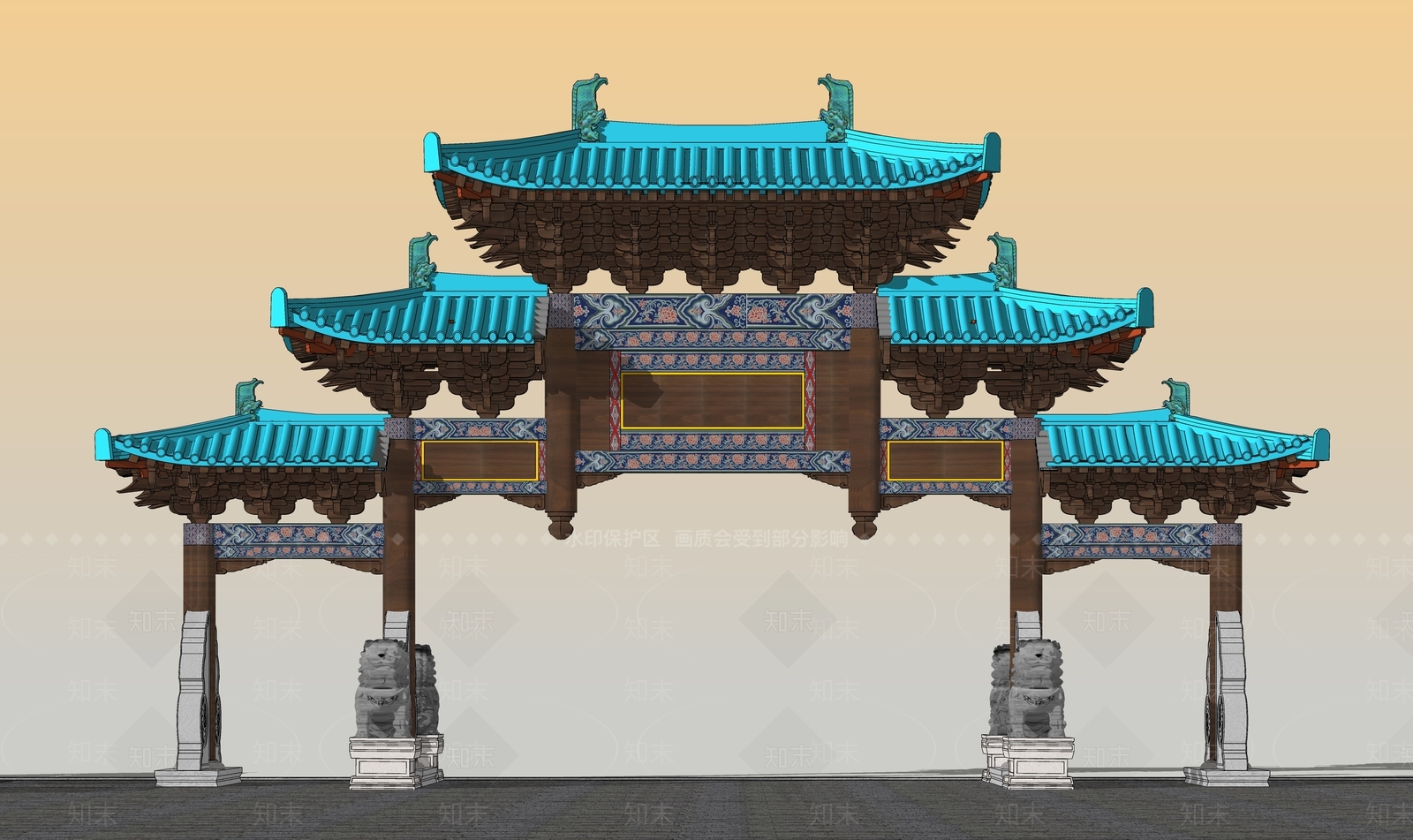 中式牌坊牌楼SU模型下载【ID:1147976199】