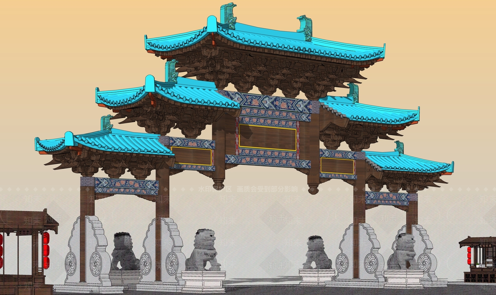 中式牌坊牌楼SU模型下载【ID:1147976199】