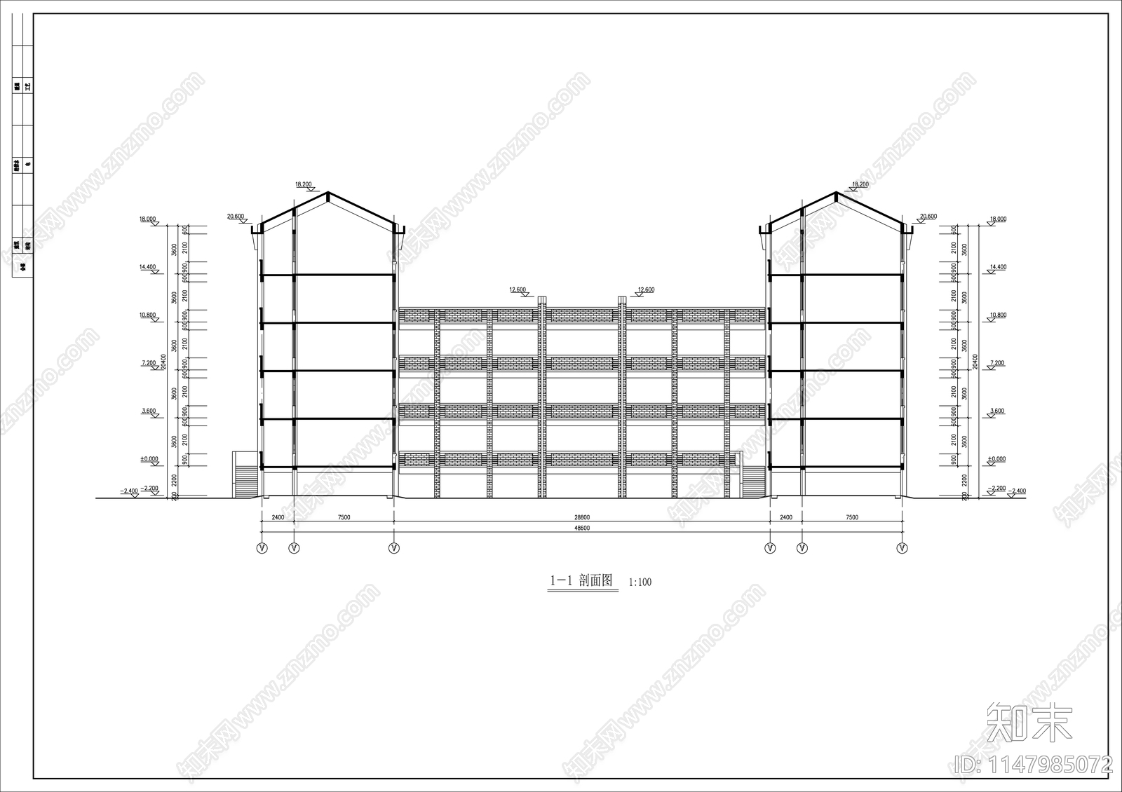 某职业高中教学楼cad施工图下载【ID:1147985072】