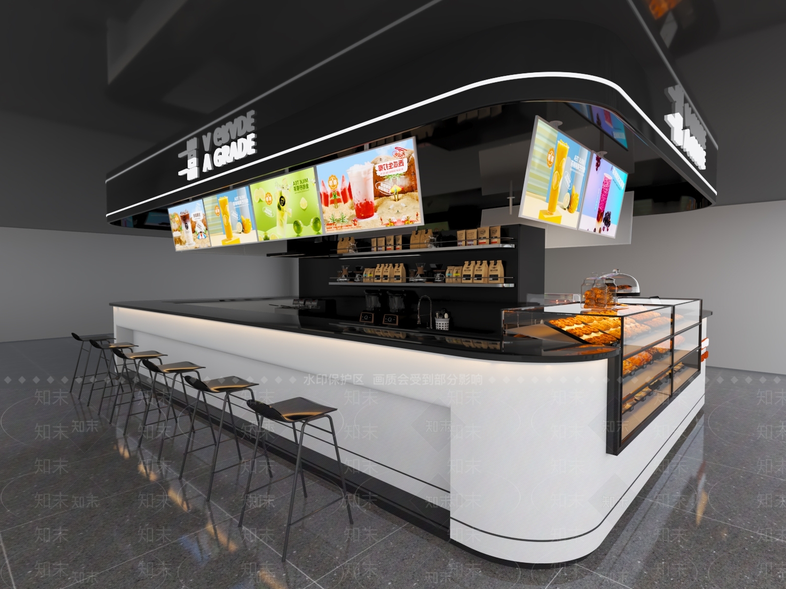 现代奶茶店3D模型下载【ID:1147991013】