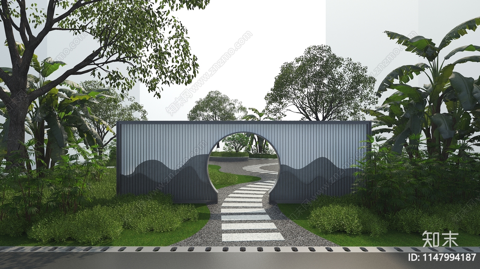 新中式景墙3D模型下载【ID:1147994187】