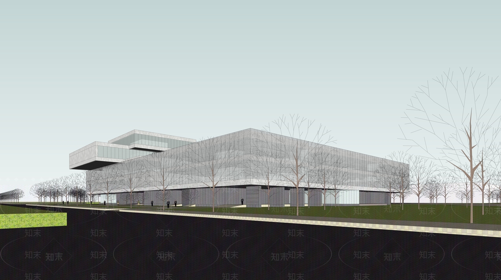 现代风格展览馆建筑SU模型下载【ID:1147994945】