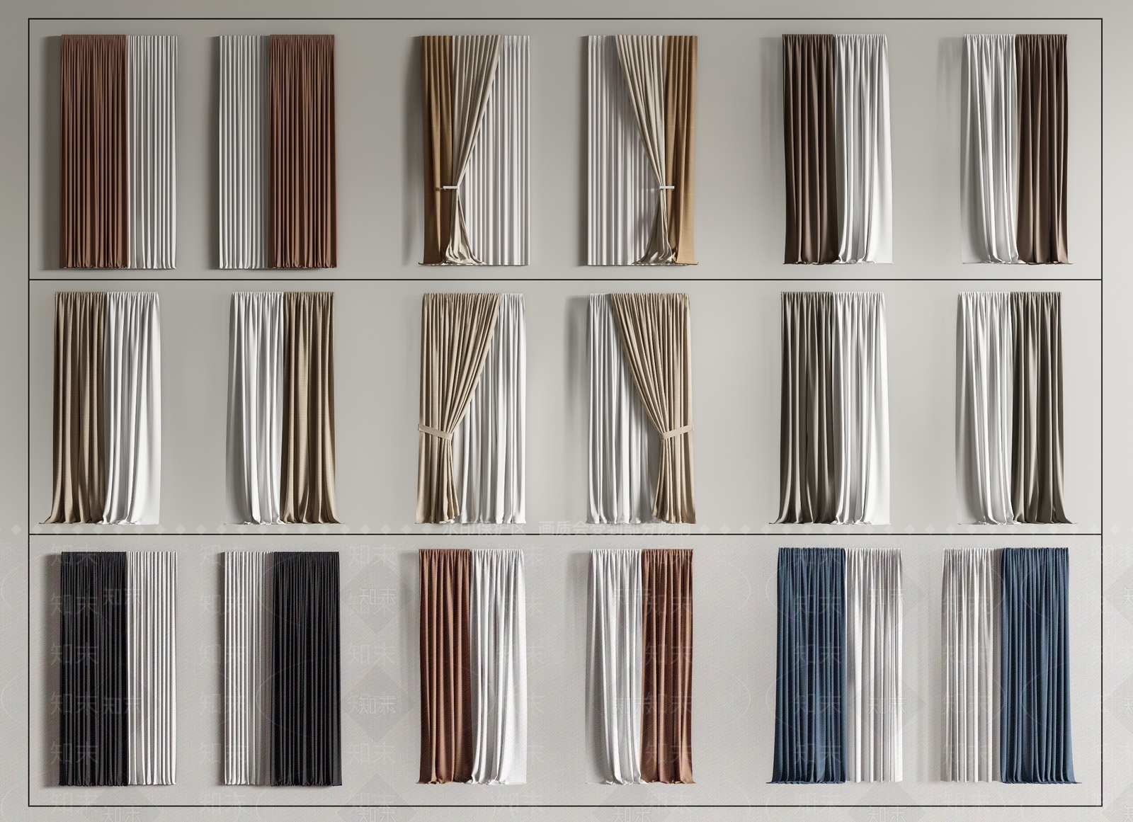 现代窗帘3D模型下载【ID:1147996190】