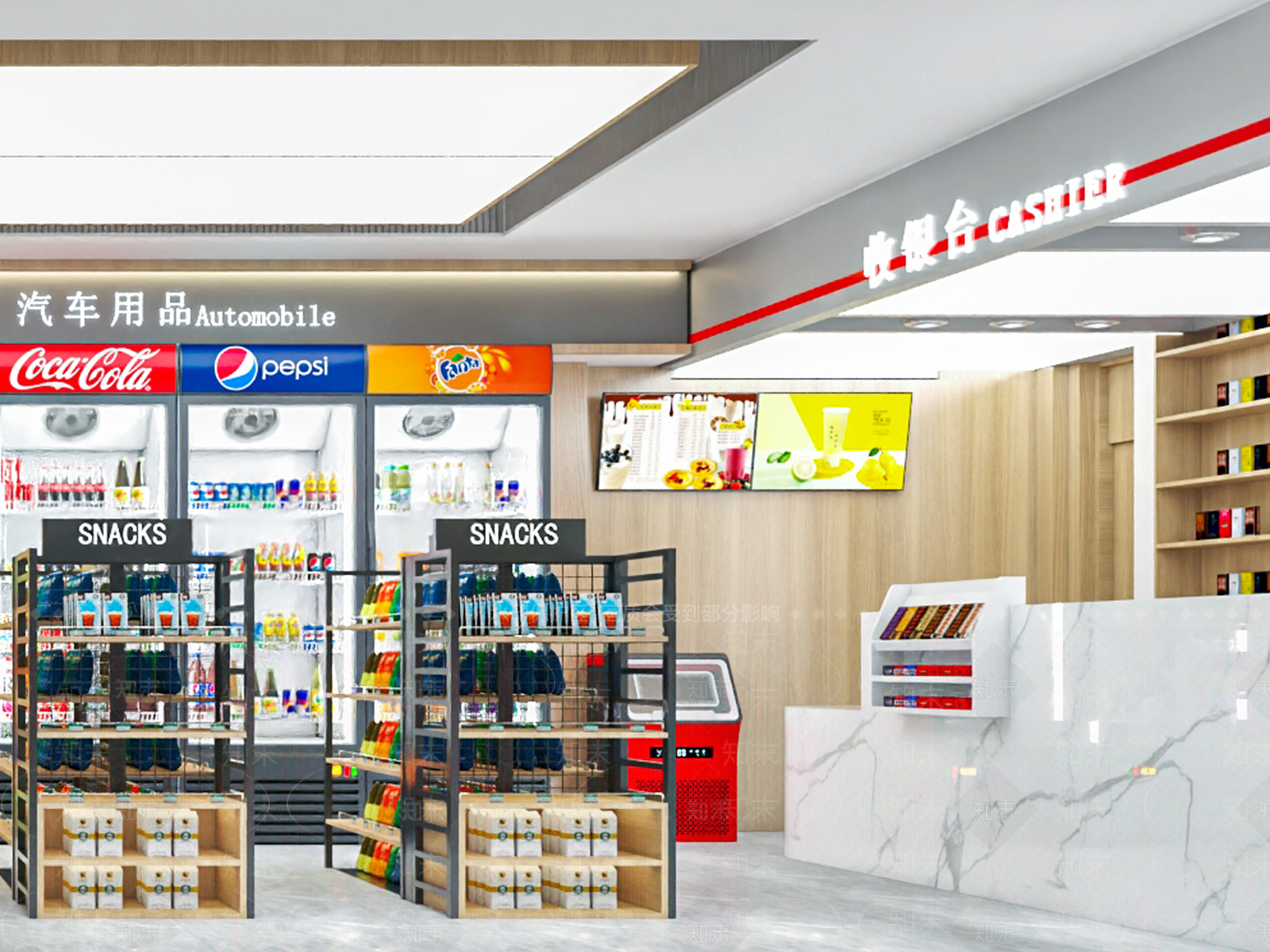 新中式加油站超市3D模型下载【ID:1148001573】