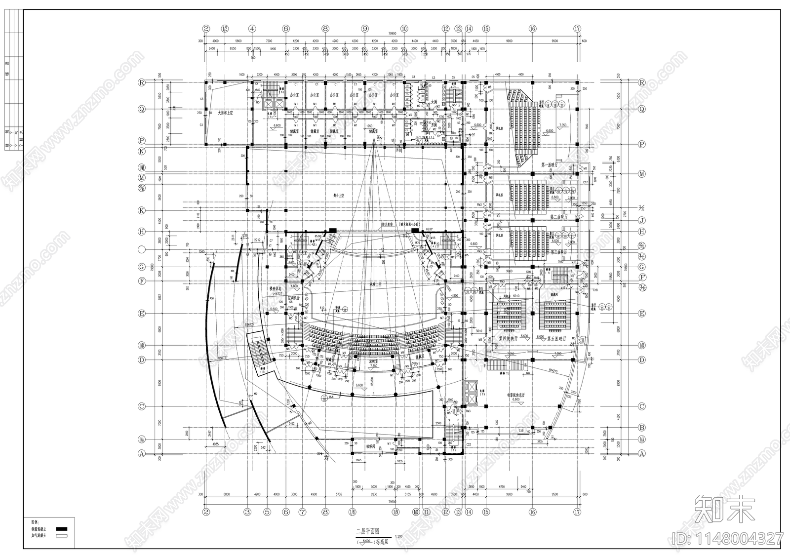 影剧院建筑cad施工图下载【ID:1148004327】