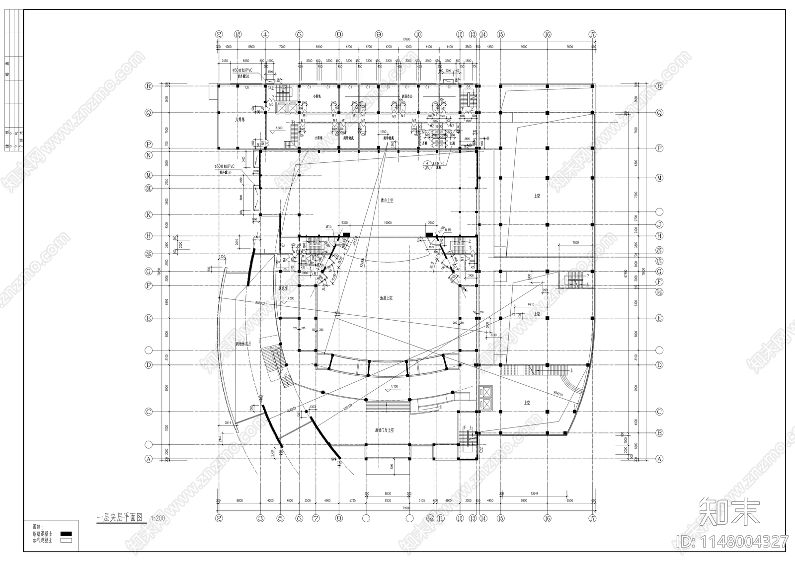 影剧院建筑cad施工图下载【ID:1148004327】