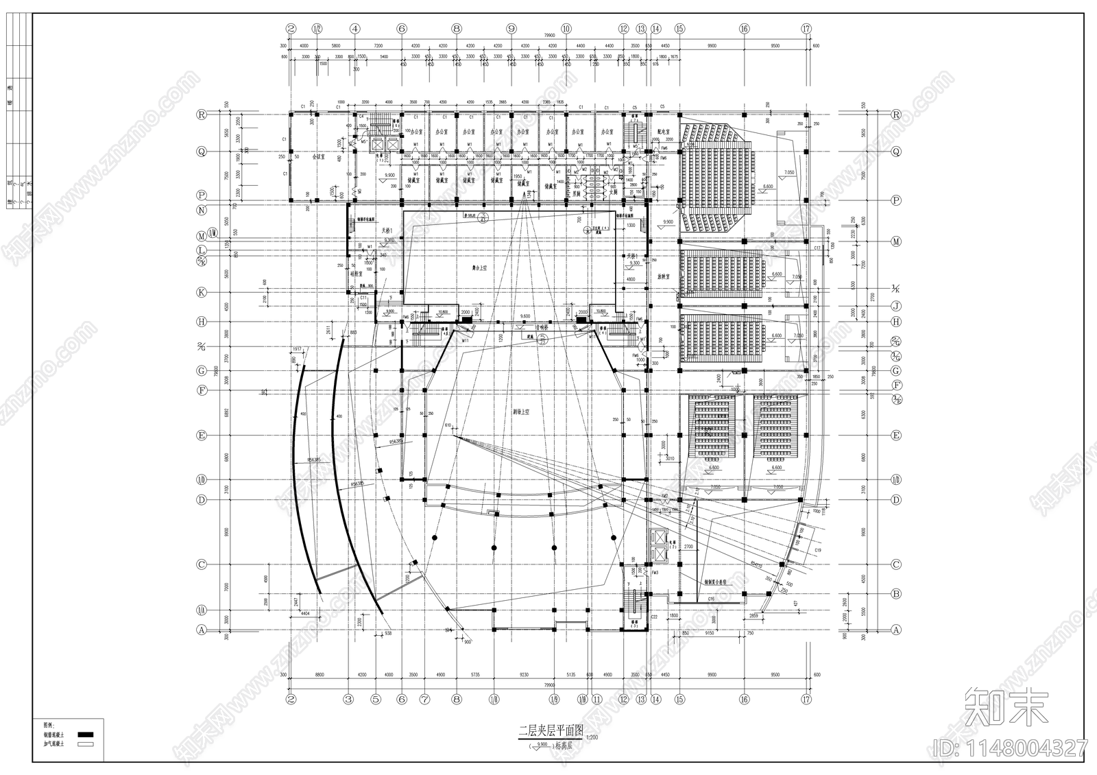 影剧院建筑cad施工图下载【ID:1148004327】