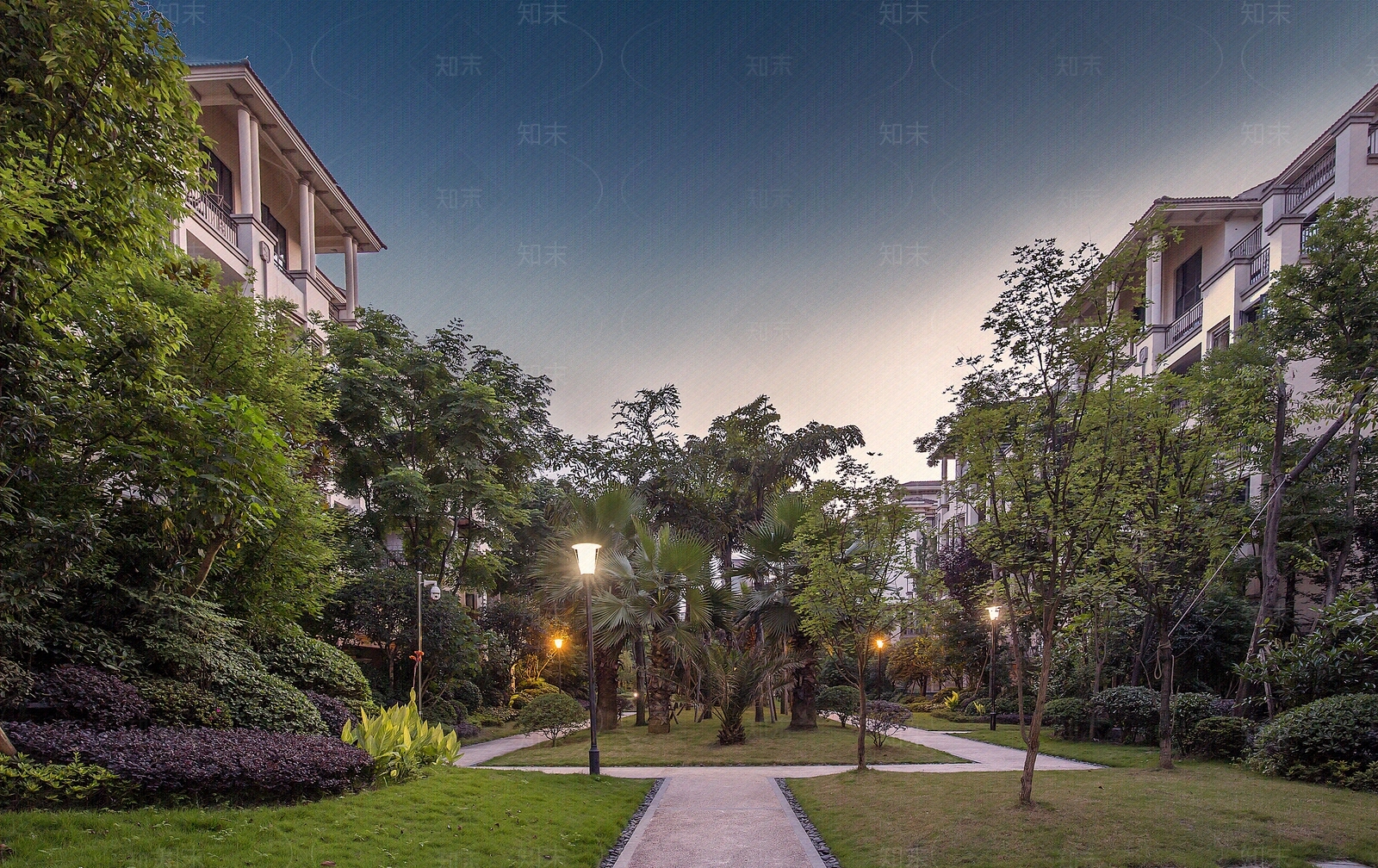 别墅小区内景外景花园草坪贴图下载【ID:1148006894】