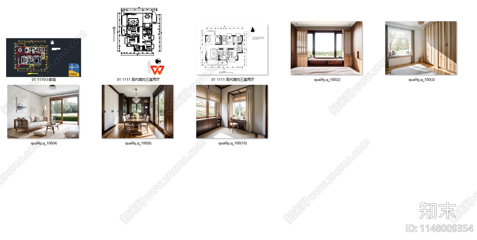 现代简约130平米三室两厅平层家装cad施工图下载【ID:1148009354】