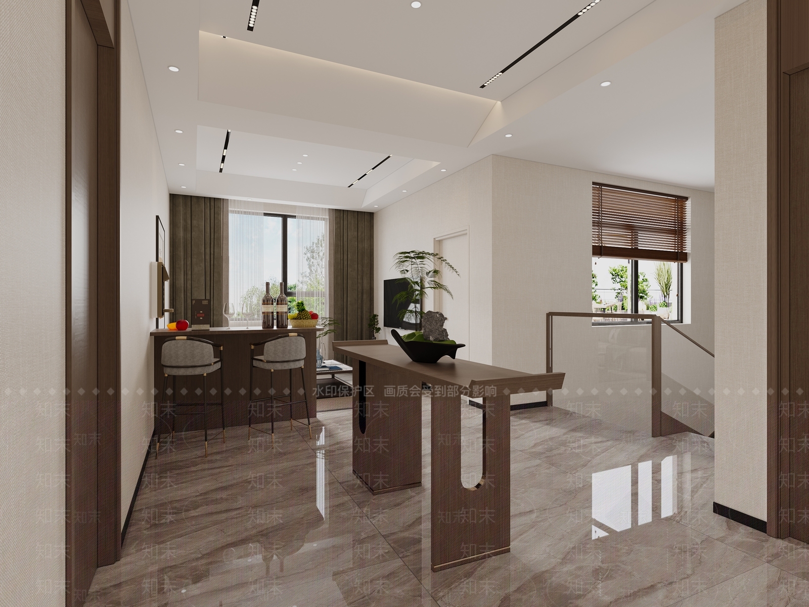 新中式loft餐厅3D模型下载【ID:1148010499】
