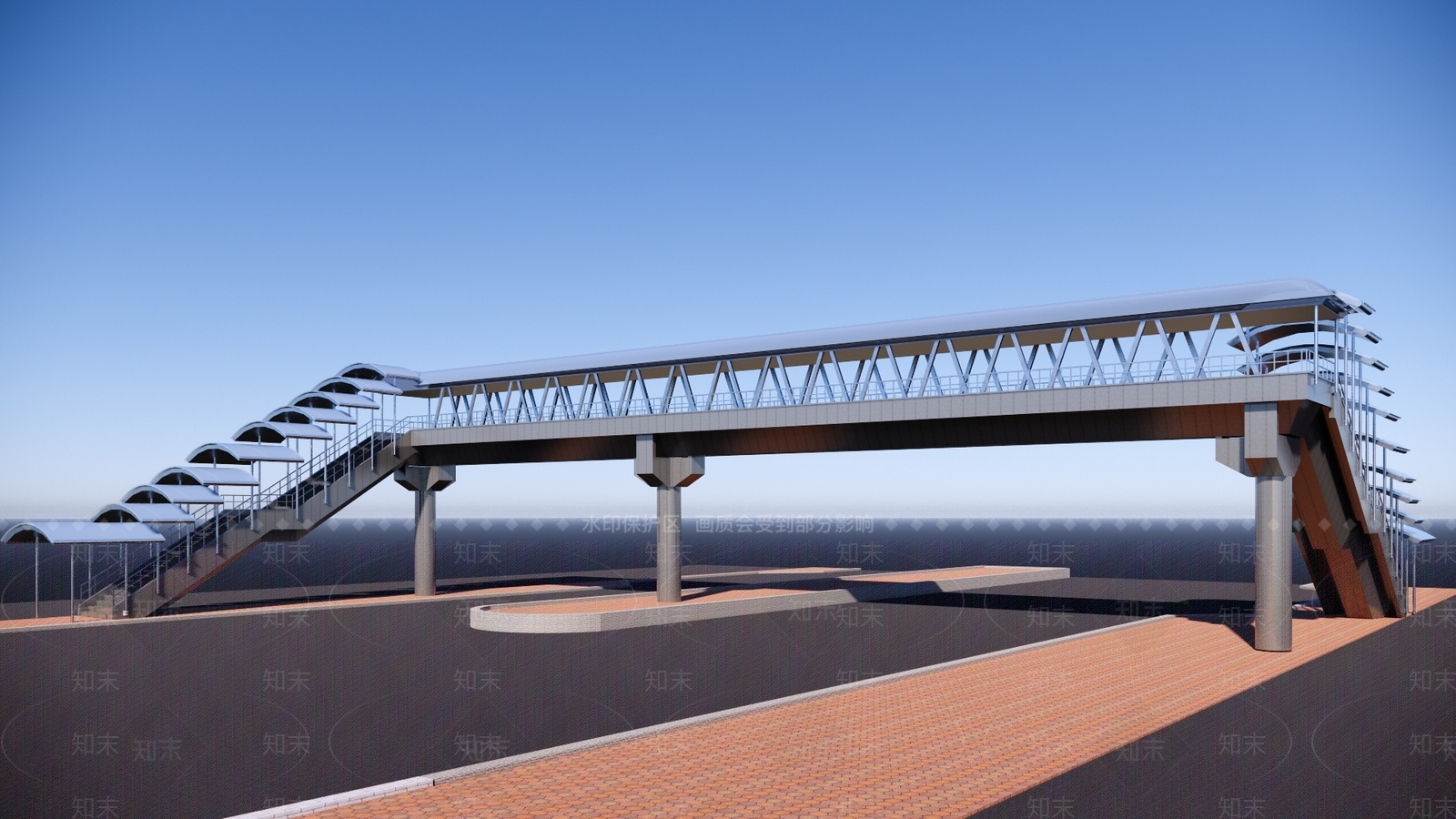 现代过街天桥SU模型下载【ID:1148012979】