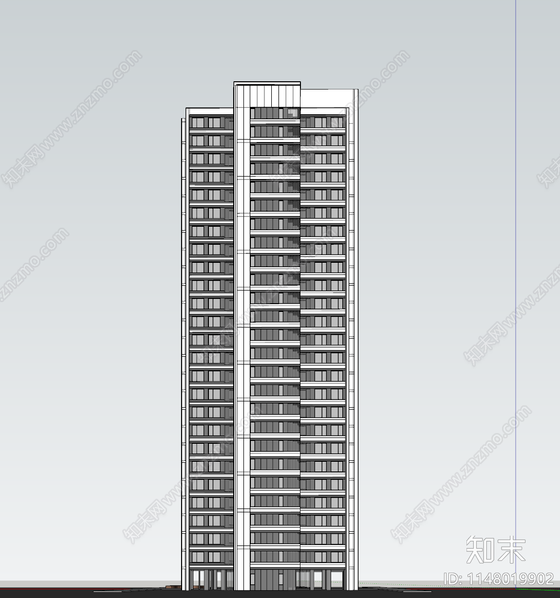 现代高层住宅SU模型下载【ID:1148019902】