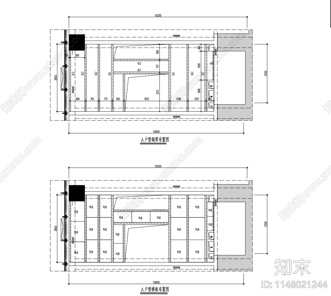 商铺夹层加楼板钢结构节点cad施工图下载【ID:1148021244】