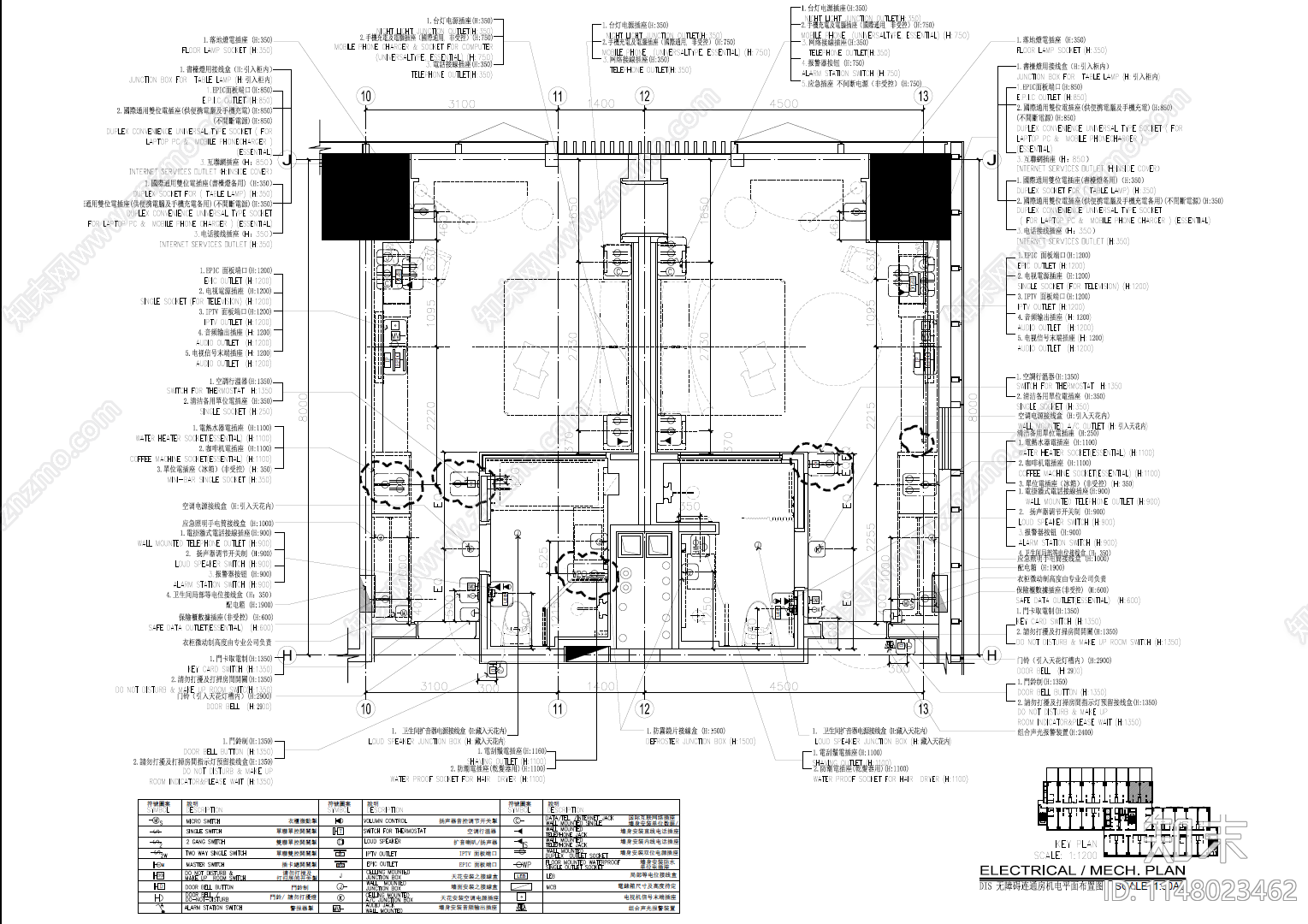 超全客房总统套房室内cad施工图下载【ID:1148023462】