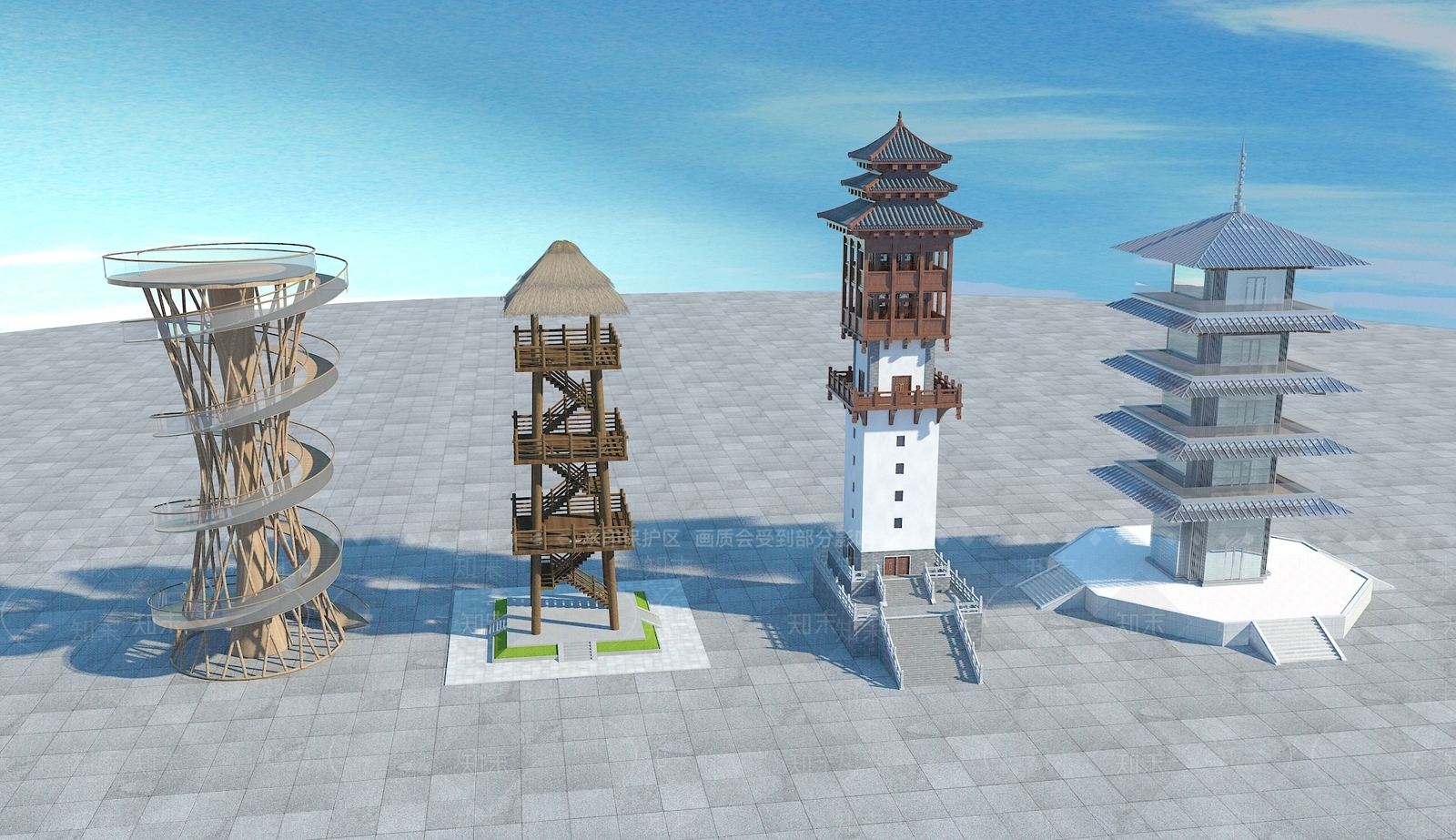 中式景观观光塔3D模型下载【ID:1148026508】