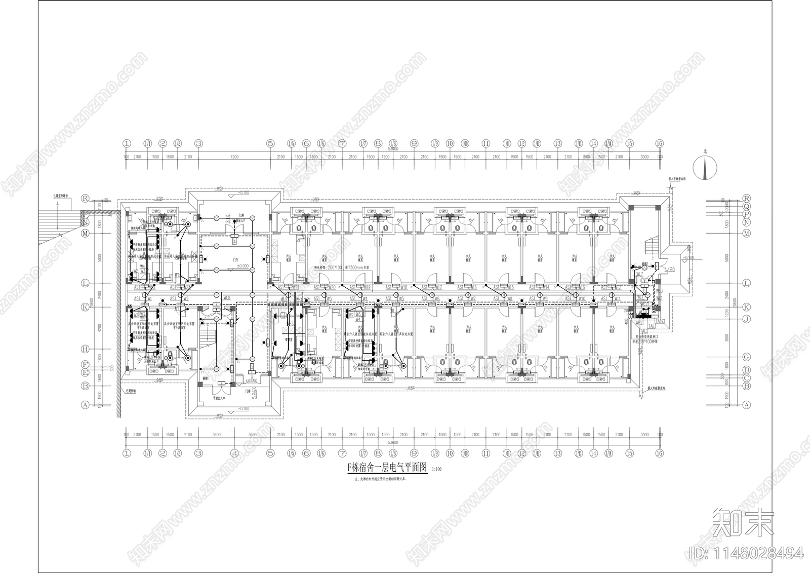 高级技工学校学生宿舍建筑cad施工图下载【ID:1148028494】