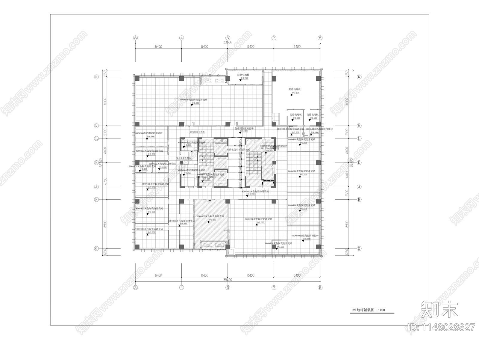 金融大厦十二至十四层室内cad施工图下载【ID:1148028827】