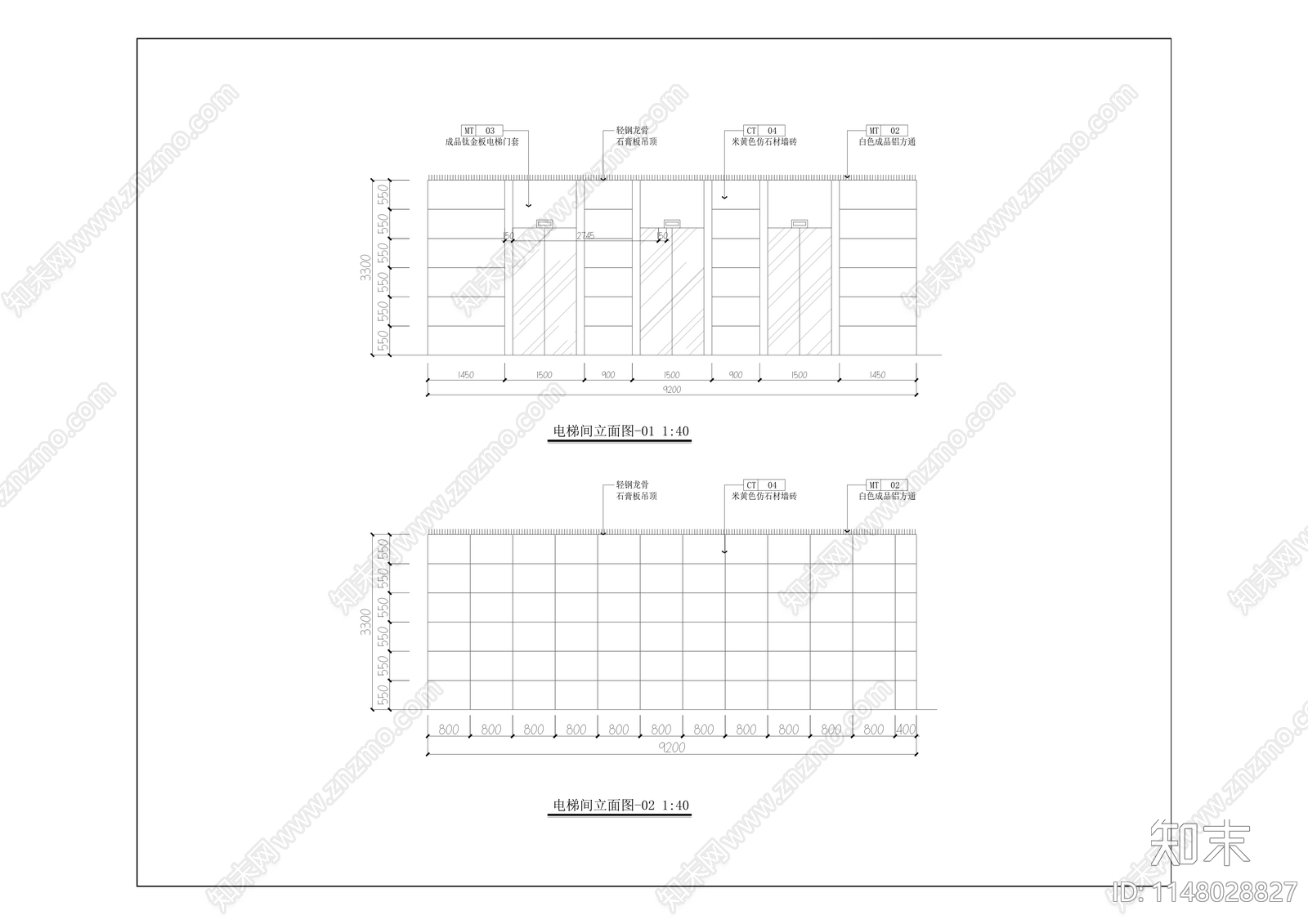 金融大厦十二至十四层室内cad施工图下载【ID:1148028827】