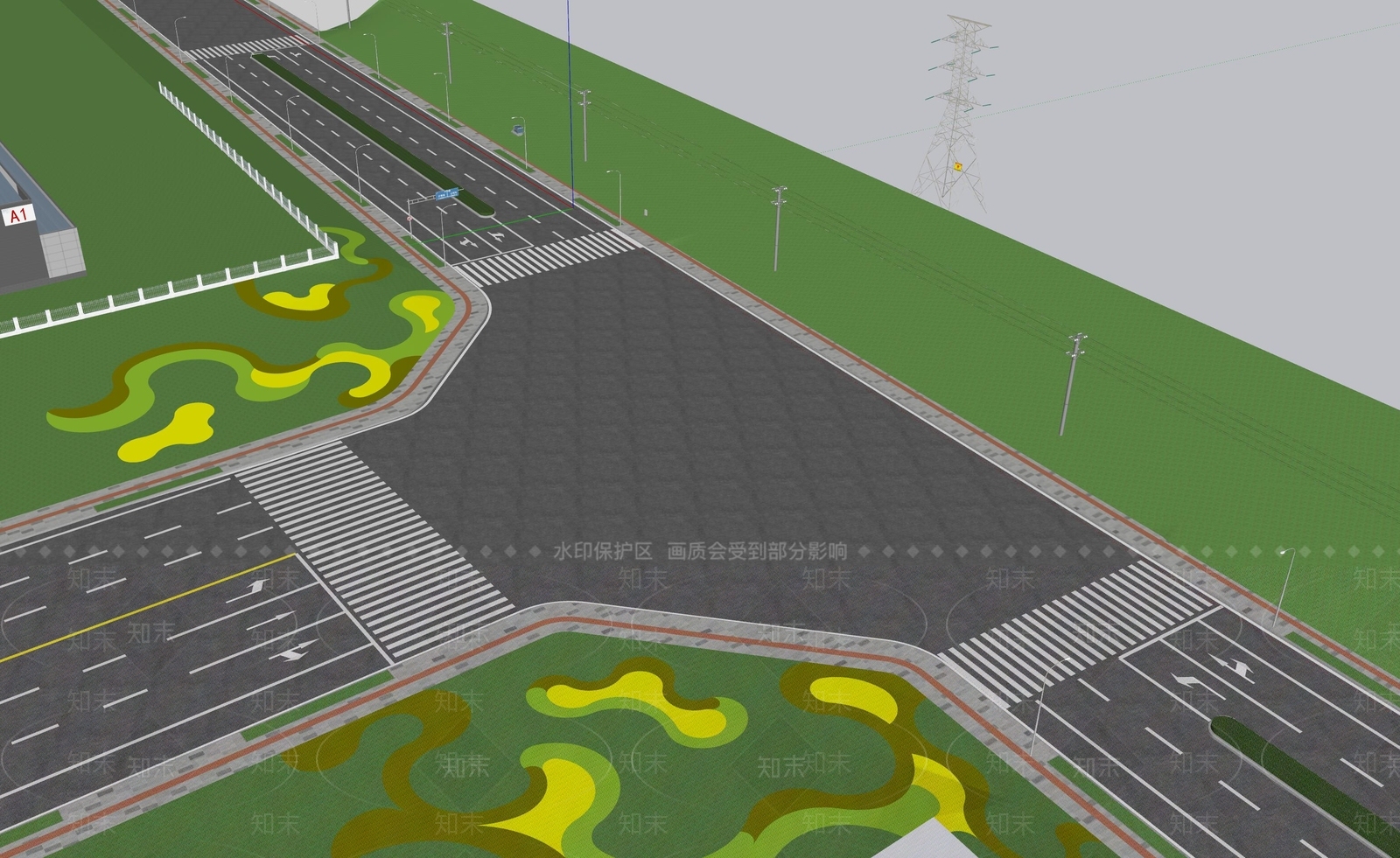 现代道路SU模型下载【ID:1148030220】