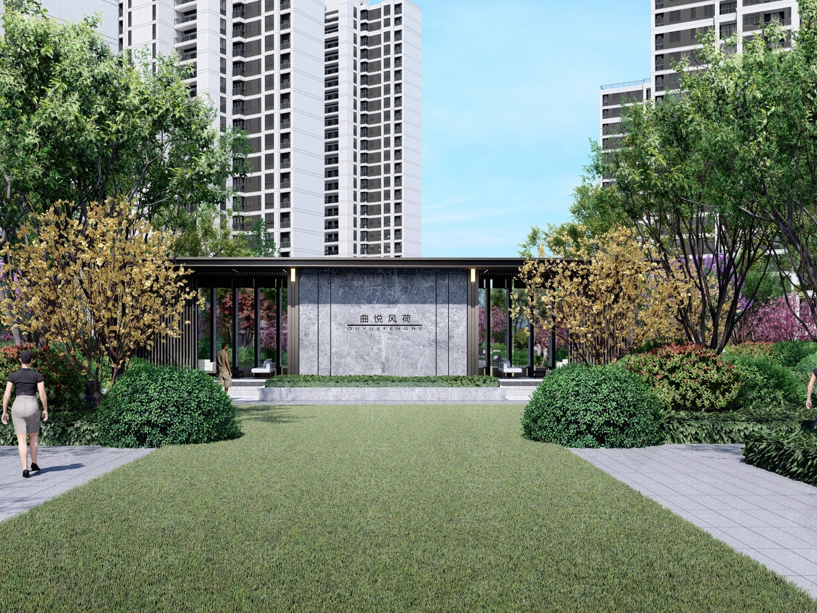 现代小区景观SU模型下载【ID:1148113307】