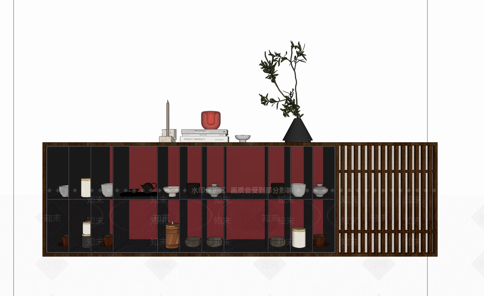 侘寂装饰柜SU模型下载【ID:1148033209】