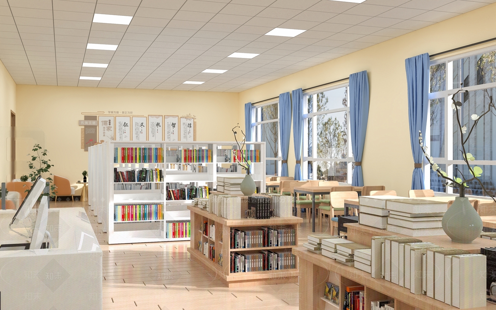 现代图书馆3D模型下载【ID:1214110599】