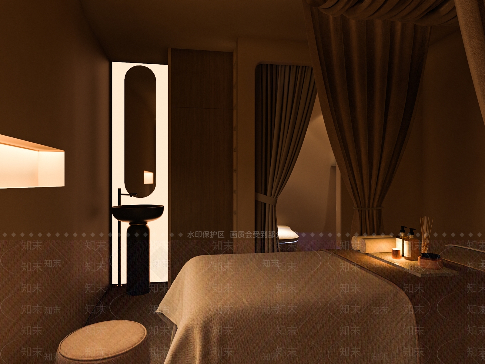 侘寂风美容SPA店3D模型下载【ID:1148038982】