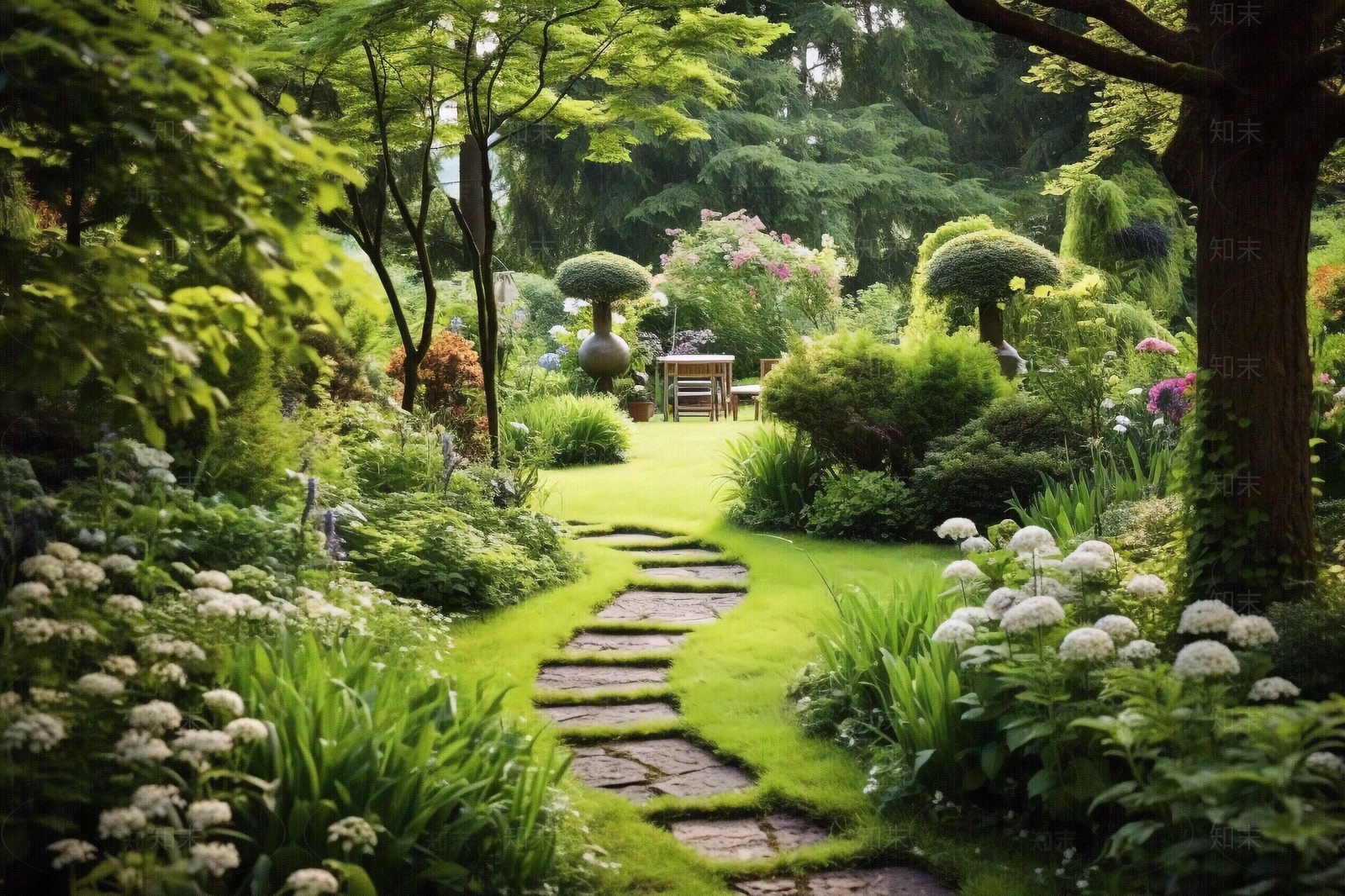 茂密的绿植花园外景贴图下载【ID:1148040756】