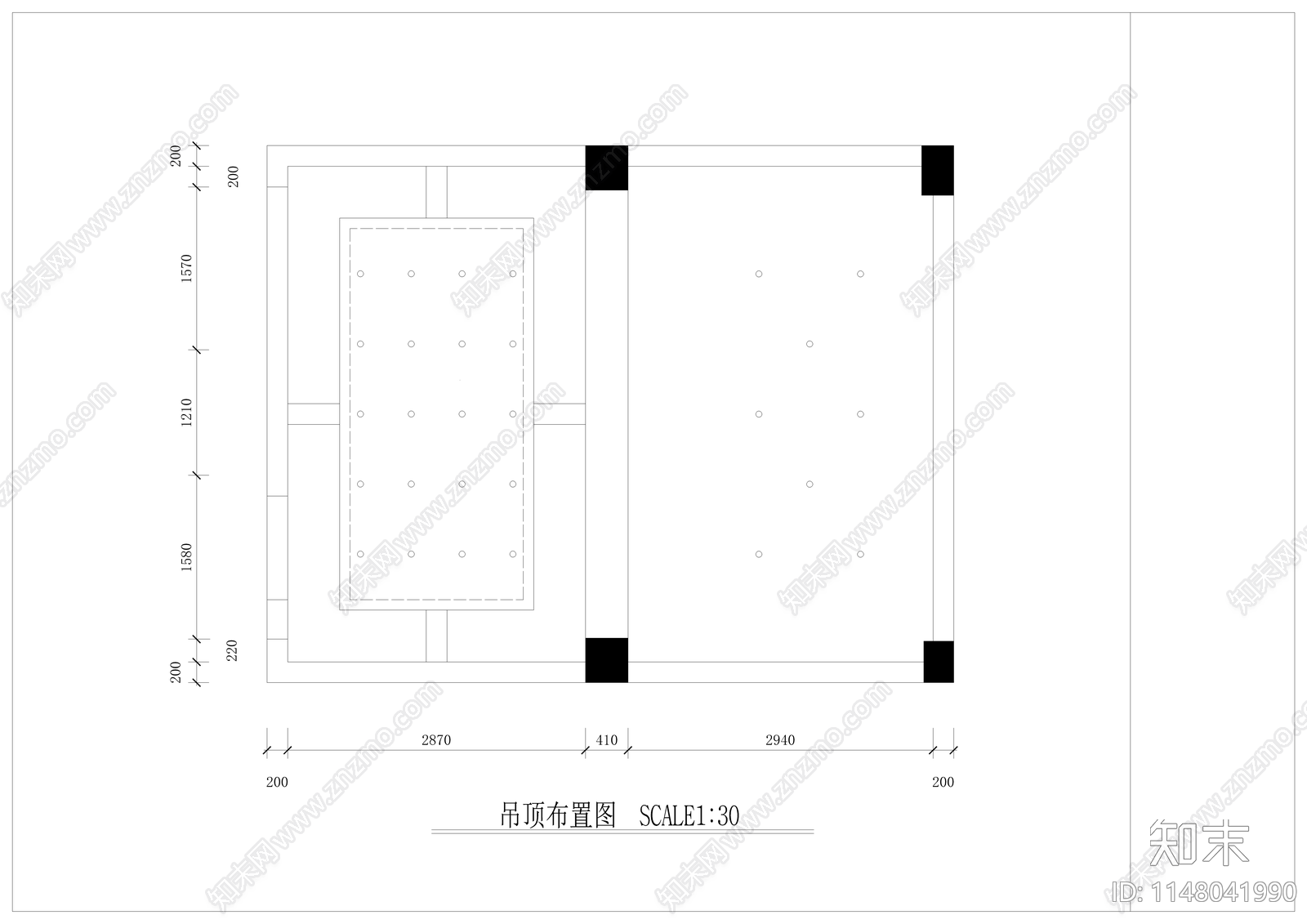 现代服装店室内cad施工图下载【ID:1148041990】